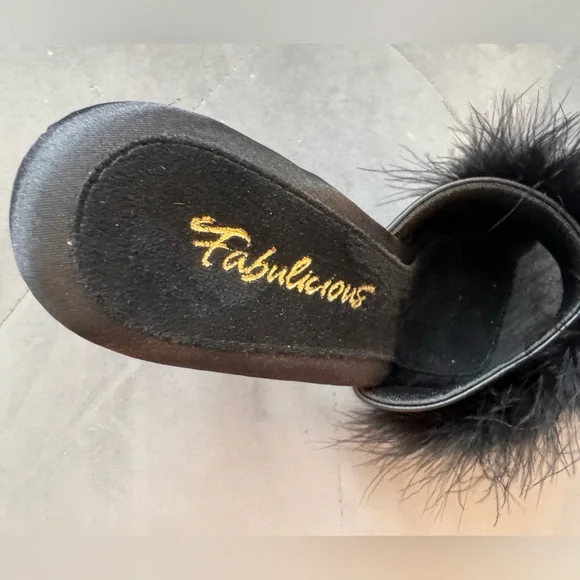 New Fabulicious Sultry Platform Marabou Heel Sultry-601F black & clear sz 9 - Picture 7 of 11